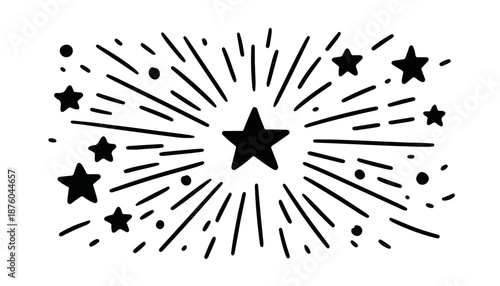 Abstrakte Sternenexplosion mit transparentem Hintergrund, ideal für Designelemente und Feierlichkeiten.