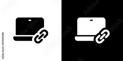 パソコンとリンク・パソコン接続のアイコン（ベクター）