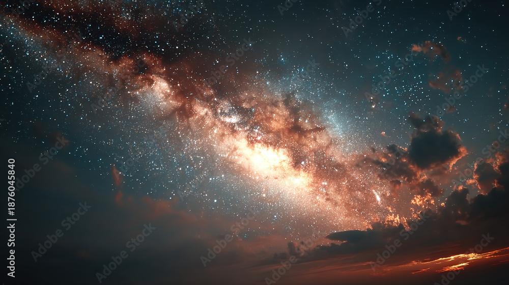 Fototapeta premium Star-filled night sky with the Milky Way galaxy visible.