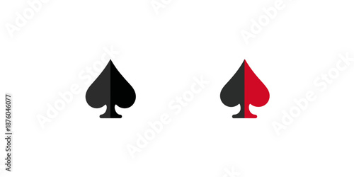 Dos picas de naipes, una negra y otra bicolor, sobre fondo blanco.