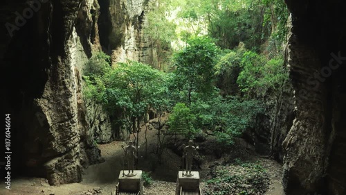 Panoramic view of the Killing Caves of Phnom Sampeau in Battambang, Cambodia