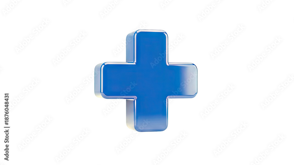 Obraz premium Glossy Blue Plus Sign