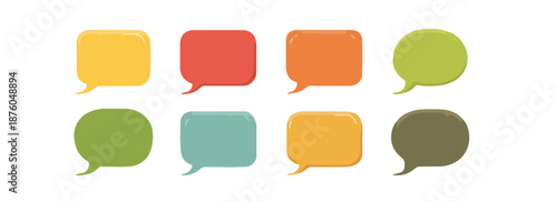 カラフルな吹き出しアイコンのセット、コミュニケーションやメッセージングの概念を表すベクターイラスト