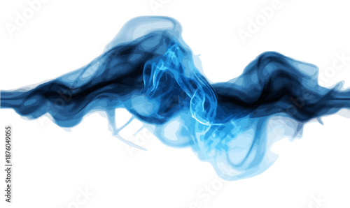 青い煙が波のように広がる抽象的なベクター背景。神秘的でダイナミックなデザイン。