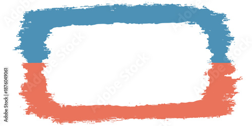 青とオレンジのクレヨン風の枠線、シンプルなデザインのベクターイラスト