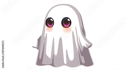 かわいい幽霊のベクターイラスト、ハロウィンのテーマ、白背景、キャラクターデザイン