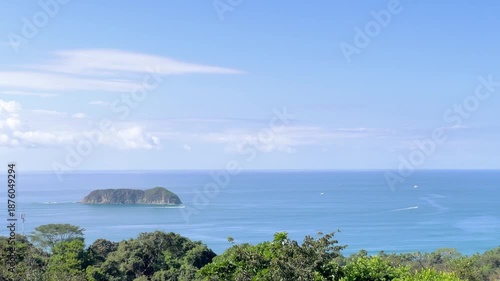 Panoramic view of the Pacific Ocean in Costa Rica. Sea view from Manuel Antonio National Park, Costa Rica.