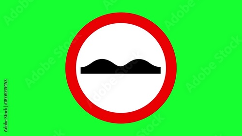 Traffic Sign Animated on Green Background. Video Animation about Street Traffic Signs.