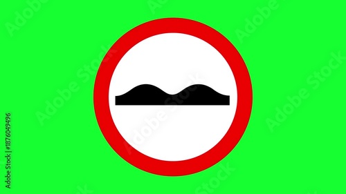 Traffic Sign Animated on Green Background. Video Animation about Street Traffic Signs.