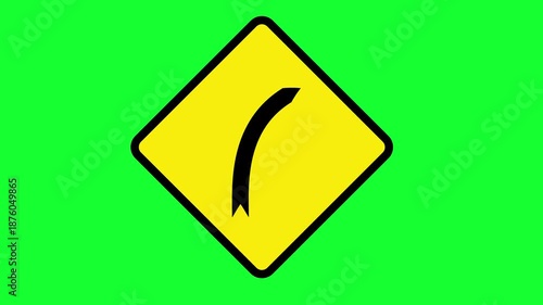 Traffic Sign Animated on Green Background. Video Animation about Street Traffic Signs.