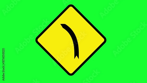 Traffic Sign Animated on Green Background. Video Animation about Street Traffic Signs.
