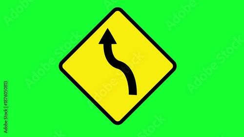 Traffic Sign Animated on Green Background. Video Animation about Street Traffic Signs.