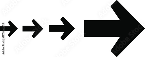 Black arrows of different sizes pointing right 