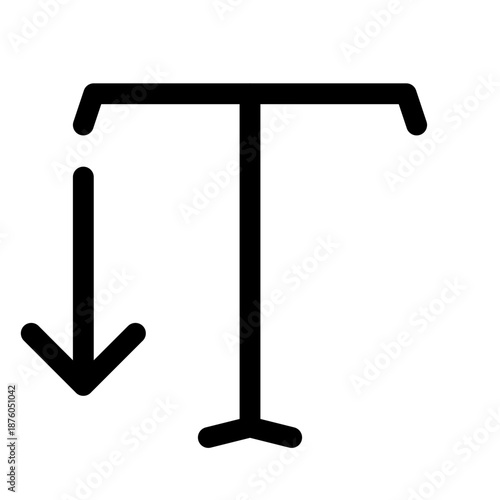 A downward pointing arrow indicating direction or movement towards a specific point or location