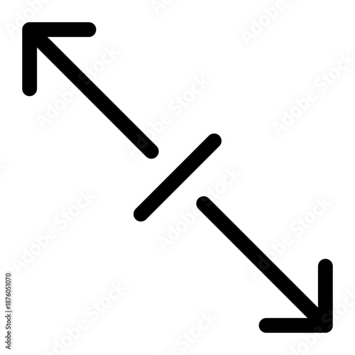 A broken diagonal arrow pointing downwards to the right with a gap in the middle