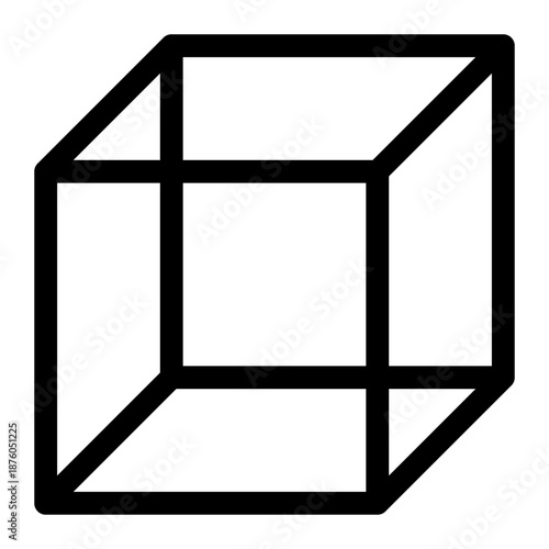 A simple 3D cube is illustrated from an isometric viewpoint showcasing its geometric structure