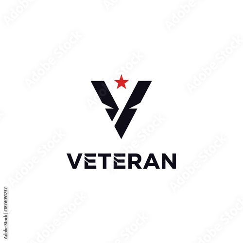 Stylized emblem representing veteran support with bold design and patriotic
