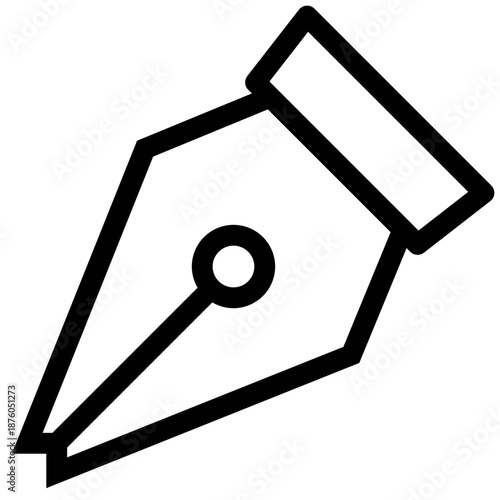 A close-up illustration of a pen nib on a white background