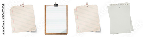 a comprehensive 3d render displaying various iconic office and stationery elements, including paper notes and paper clips.