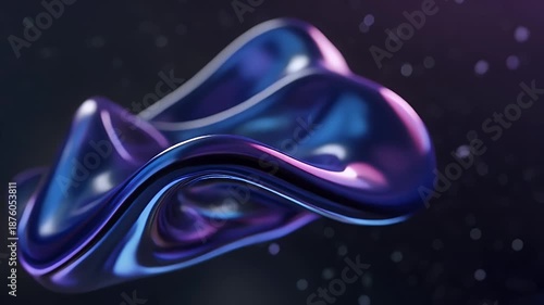 Abstract animation of iridescent flowing shapes with dynamic lighting and movement