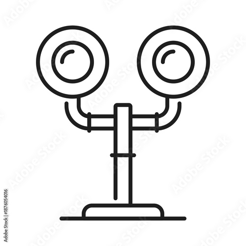 Railroad and railway icon of signal lights for train and subway metro, vector symbol. Railroad or railway line pictogram of traffic lights or semaphore signals for subway or metro underground and tram