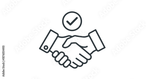 Handshake symbol with checkmark representing agreement and approval.