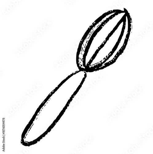 Kitchen Whisk Illustration with Charcoal Texture, Cute Egg Beater Doodle, Minimalist Baking Tool Sketch, Simple Kitchenware Line Art Element, Rustic Scandi Utensil Artwork
