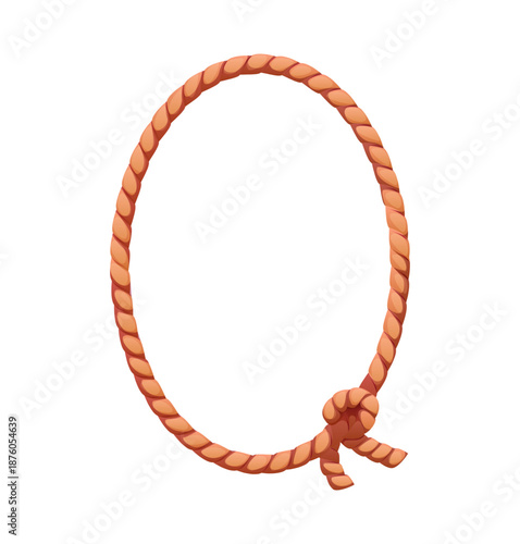 Pirate signboard frame and heraldry icon of ship rope cord or lasso, cartoon vector. Caribbean corsair or pirate sign board frame of boat cord for medieval sailing or seafaring signage