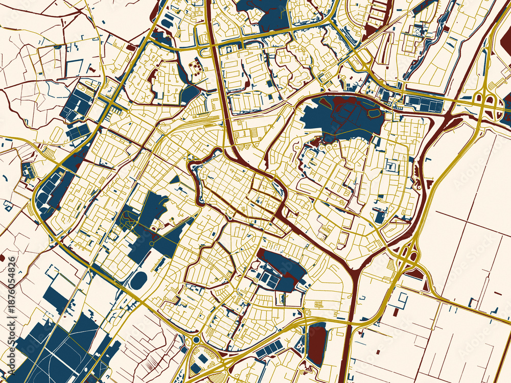 Fototapeta premium Abstract city map of Alkmaar, Netherlands