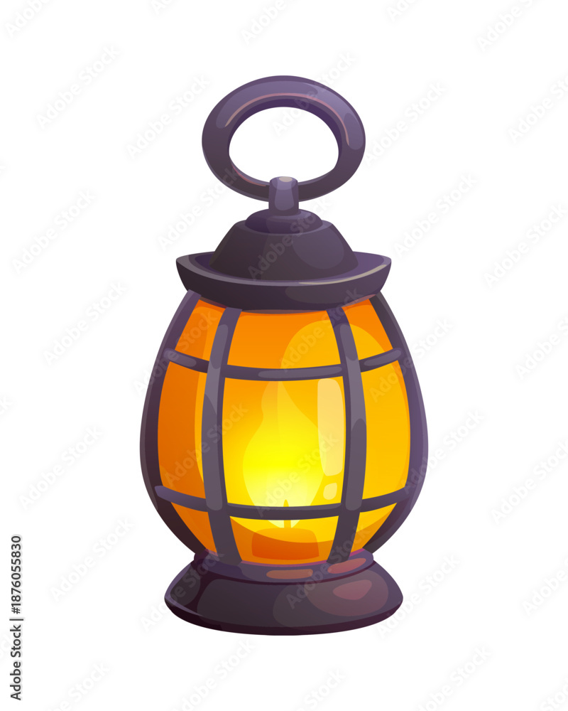 Obraz premium St Patrick day symbol of lantern lamp for Irish holiday, cartoon vector. Happy Saint Patrick day festival and Irish holiday symbol of candle lantern or fire lamp and Celtic torch