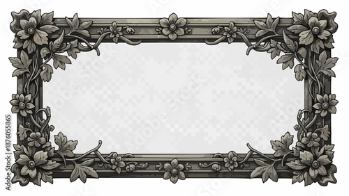 Antique ornate floral metal picture frame.