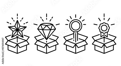 Creative concept of ideas and innovation emerging from open boxes.