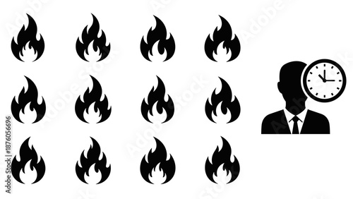 Time Pressure and Fire Icons Concept