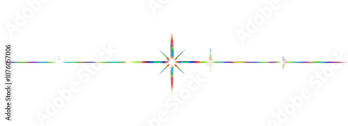 무지개 빛깔의 별 모양 장식이 있는 투명한 선