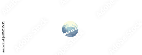 푸른 하늘과 구름이 겹쳐진 둥근 모양의 추상적인 그래픽 디자인