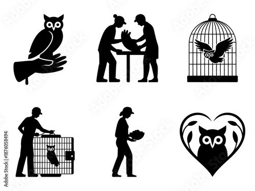 Wedding vector silhouette icons of people and couples in black design symbols