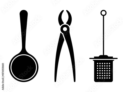 Kitchen utensils and knives set on white background vector illustration
