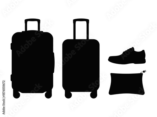 Travel bag and suitcase isolated on white background