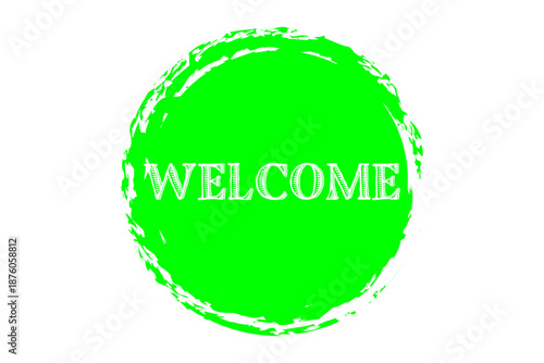 WELCOME - WELCOME（ようこそ）の文字の、よく目立つシンプルなロゴマーク
