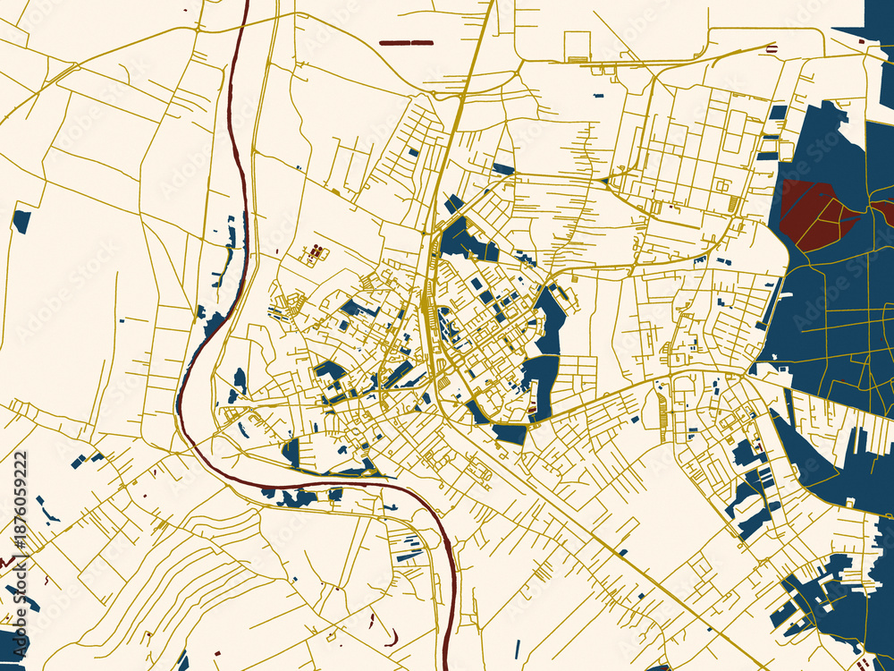Fototapeta premium Clean urban street map of Mielec, Poland