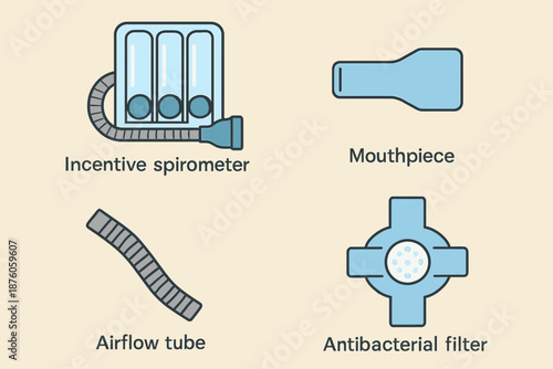 Incentive Spirometer and Respiratory Therapy Equipment Illustration.