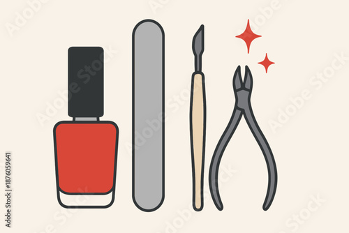 Manicure Set with Nail Polish File Cuticle Pusher and Clippers.