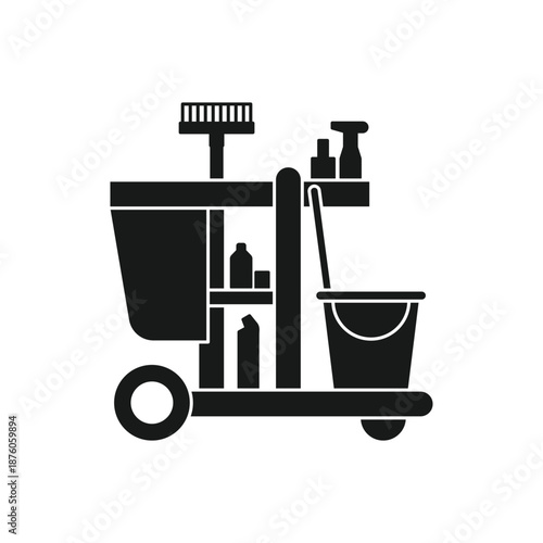 Cleaning of trolley vector icon.Black vector icon isolated on white background cleaning trolley.