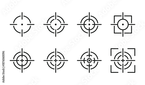 Crosshair aim target illustrations. Set of shooting crosshairs vector illustrations. Gun shooting range target icons and symbols.