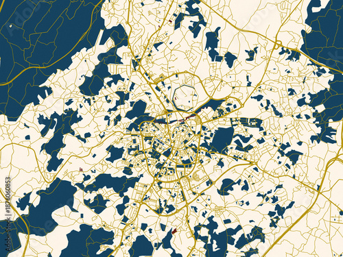 Foto Viseu, Portugal – minimalist flat city map
