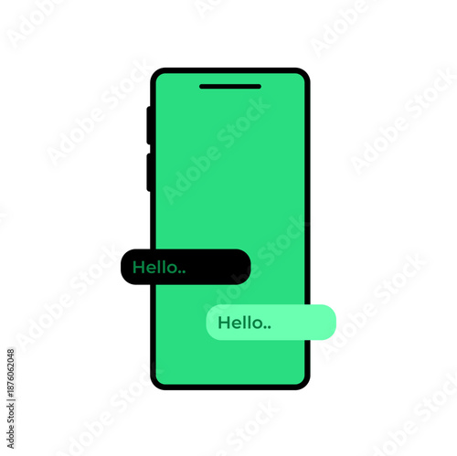 Smartphone Mockup with Green Screen on White Background
