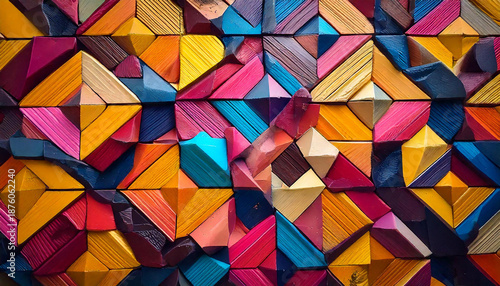 vibrant geometric texture pattern with bold shapes and harmonious color contrasts