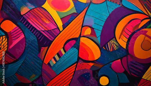 vibrant geometric texture pattern with bold shapes and harmonious color contrasts