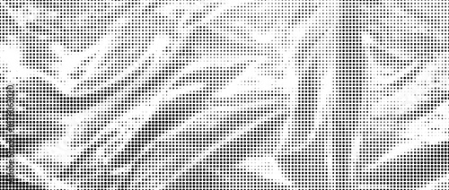 Halftone crumpled plastic texture. Old creased cellophane overlay. Dotted rough wrinkled film background. Aged crumpled surface in comic pop art style. Grainy cartoon gritty paper wallpaper. Vector