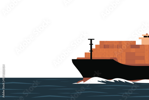 Container Ship Sailing Across the Ocean, international shipping concept